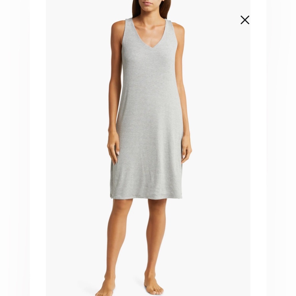 Cozy Earth V-Neck Rib Knit Nightgown Sleeveless Size 3XL Lounge Dress